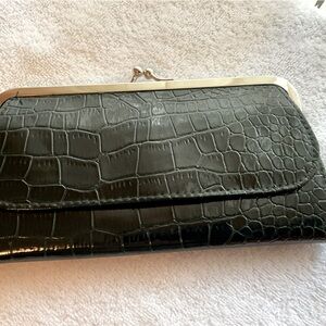 Croc emcossed black wallet